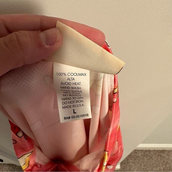 Vintage Nashbar Pink Strawberry Floral Print Cycling Bike Bib Top Medium - Picture 8 of 11